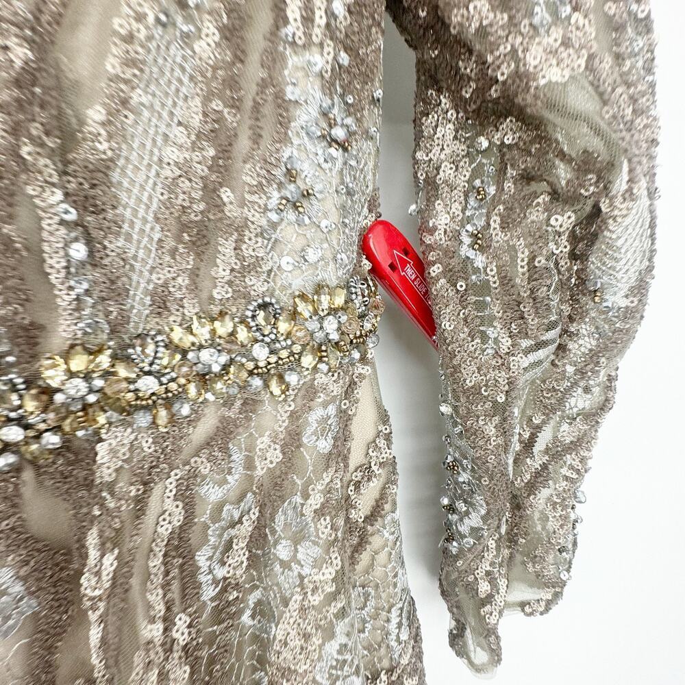Mac Duggal Embellished Long Sleeve Sequin Lace Gown Dress Size 8 NWT - Picture 11 of 12